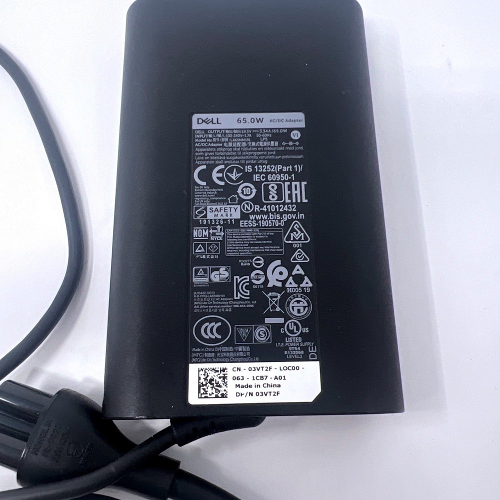 Dell 65W Laptop AC Adapter Charger 19.5V‎ 3.34A PA-12 OEM DP/N 03VT2F